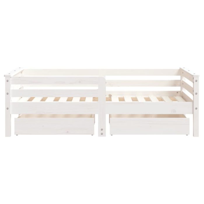 vidaXL Barnesengeramme med skuffer hvit 70×140 cm heltre furu