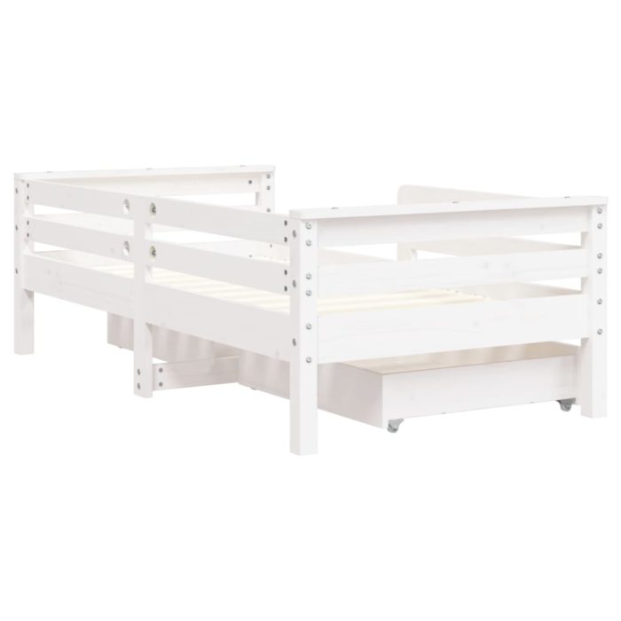 vidaXL Barnesengeramme med skuffer hvit 70×140 cm heltre furu