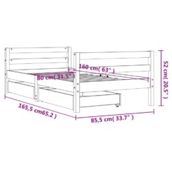 vidaXL Barnesengeramme med skuffer 80×160 cm heltre furu