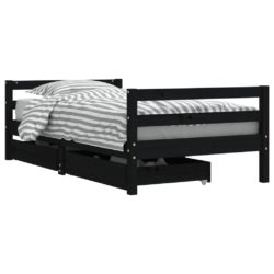vidaXL Barnesengeramme med skuffer svart 80×160 cm heltre furu