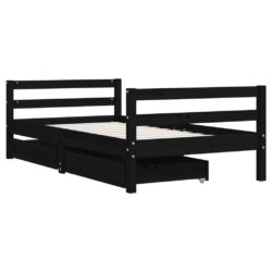 vidaXL Barnesengeramme med skuffer svart 80×160 cm heltre furu