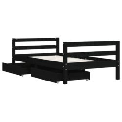 vidaXL Barnesengeramme med skuffer svart 80×160 cm heltre furu