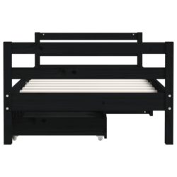 vidaXL Barnesengeramme med skuffer svart 80×160 cm heltre furu