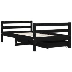 vidaXL Barnesengeramme med skuffer svart 80×160 cm heltre furu