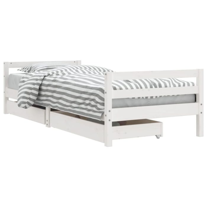 vidaXL Barnesengeramme med skuffer hvit 90×190 cm heltre furu