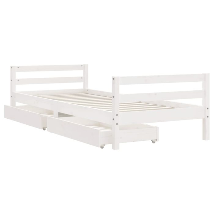 vidaXL Barnesengeramme med skuffer hvit 90×190 cm heltre furu
