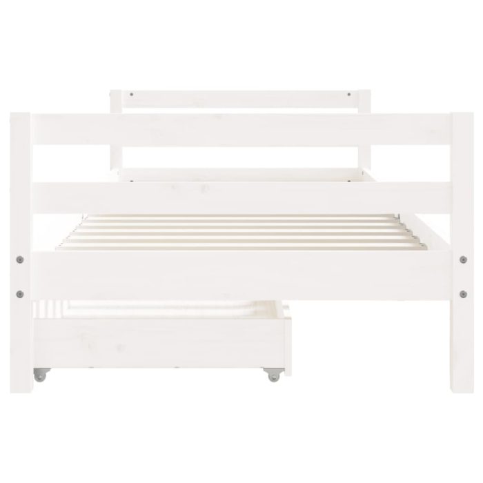 vidaXL Barnesengeramme med skuffer hvit 90×190 cm heltre furu