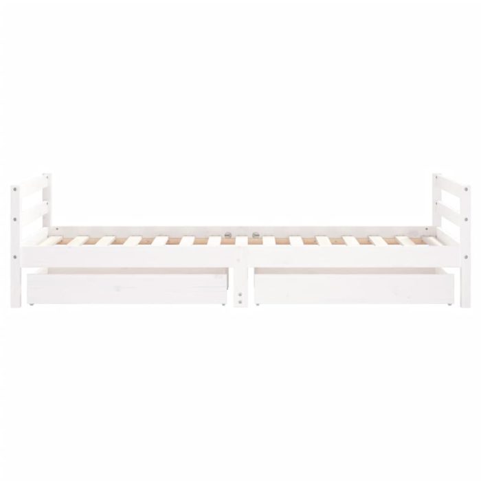 vidaXL Barnesengeramme med skuffer hvit 90×190 cm heltre furu