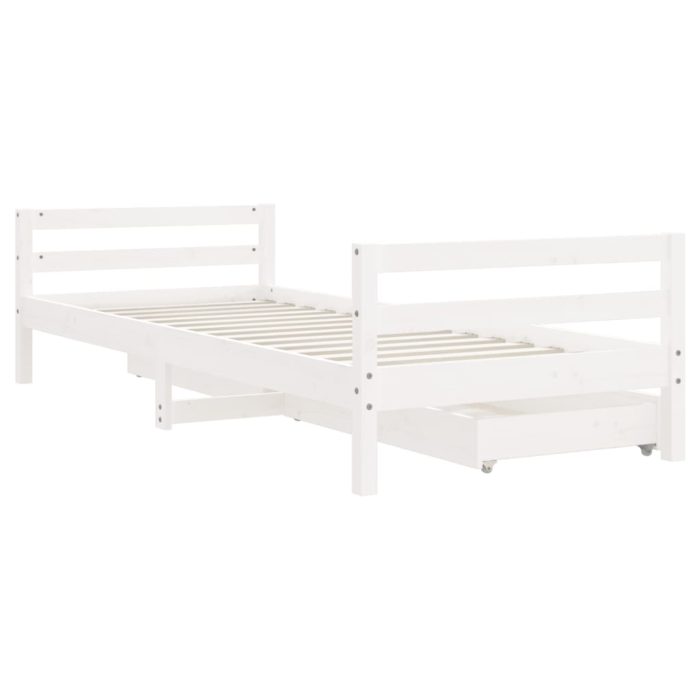 vidaXL Barnesengeramme med skuffer hvit 90×190 cm heltre furu