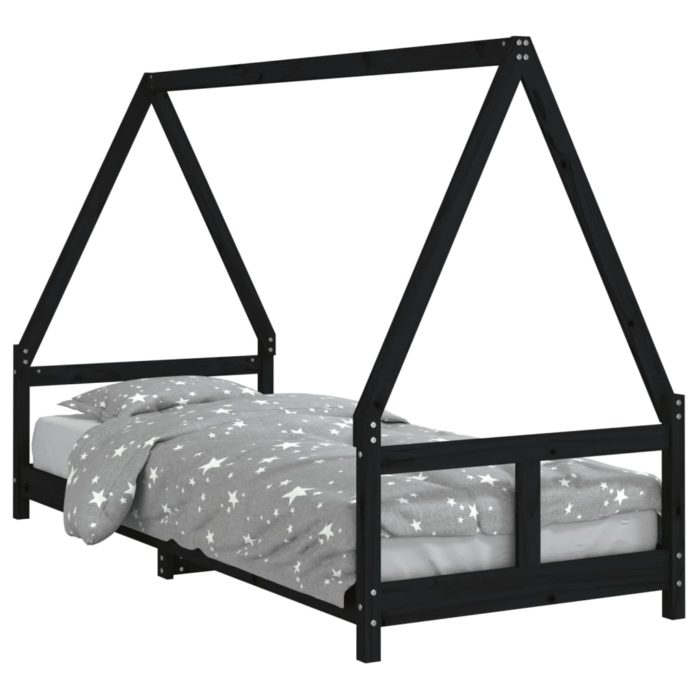 vidaXL Barnesengeramme svart 80×200 cm heltre furu