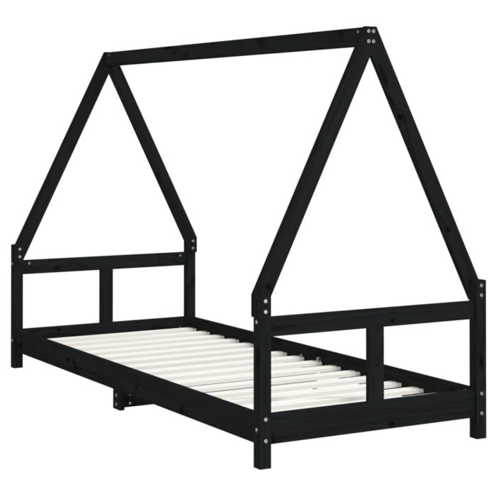 vidaXL Barnesengeramme svart 80×200 cm heltre furu