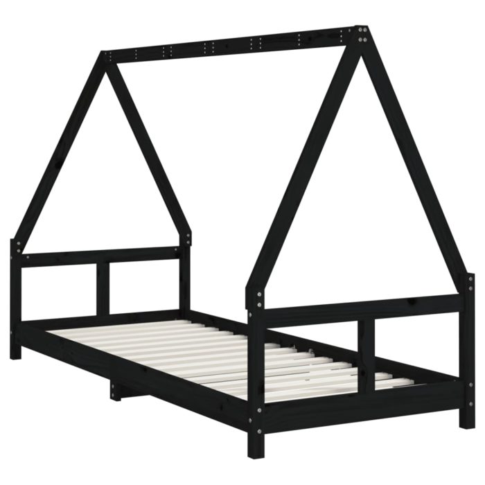 vidaXL Barnesengeramme svart 80×200 cm heltre furu