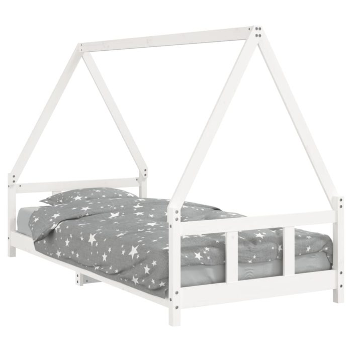 vidaXL Barnesengeramme hvit 90×200 cm heltre furu