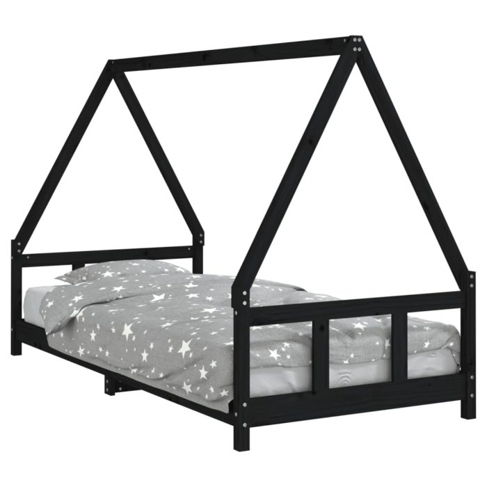 vidaXL Barnesengeramme svart 90×200 cm heltre furu