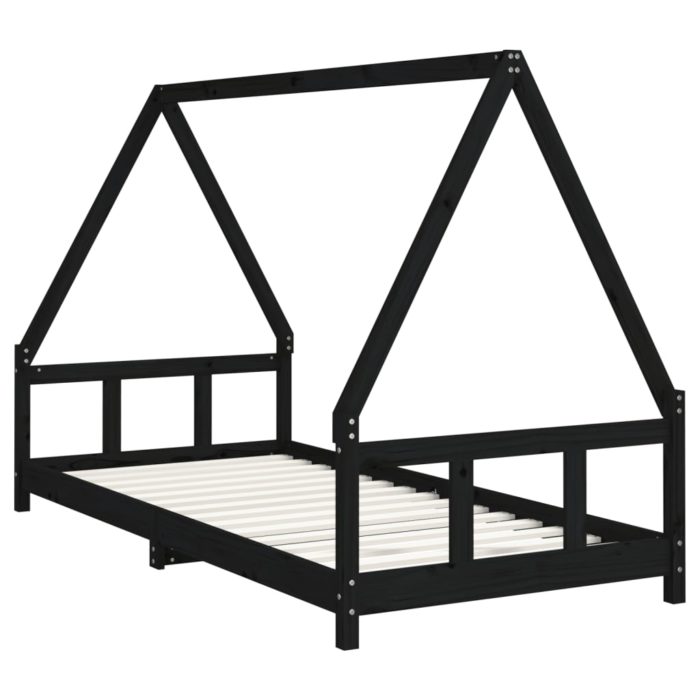 vidaXL Barnesengeramme svart 90×200 cm heltre furu