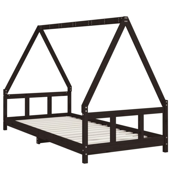 vidaXL Barnesengeramme svart 90×200 cm heltre furu