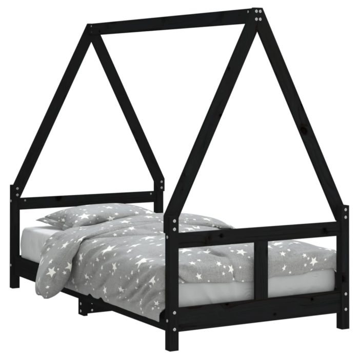 vidaXL Barnesengeramme svart 80×160 cm heltre furu