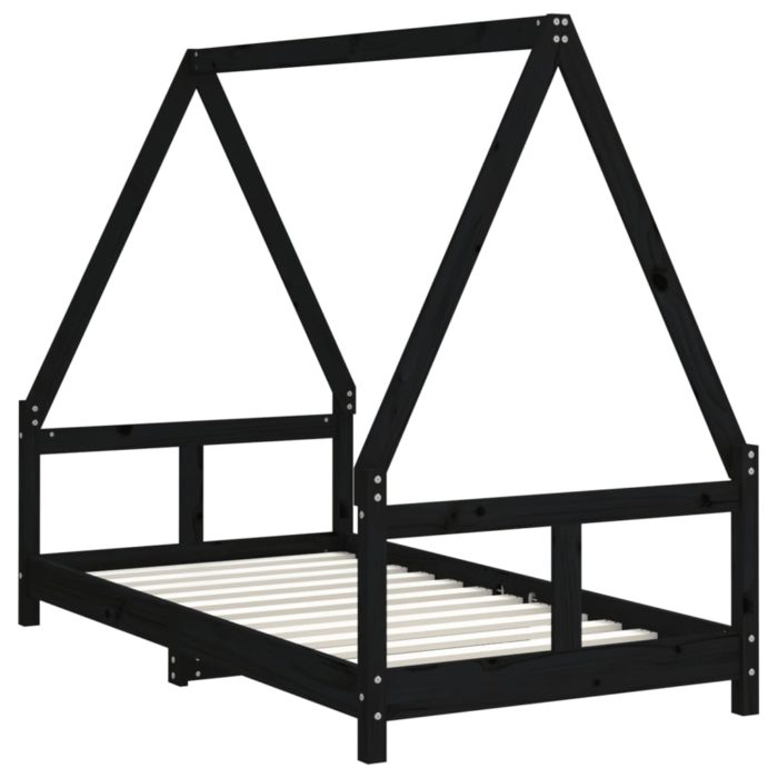 vidaXL Barnesengeramme svart 80×160 cm heltre furu
