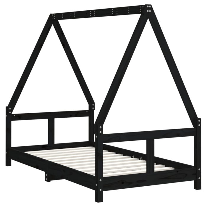 vidaXL Barnesengeramme svart 80×160 cm heltre furu