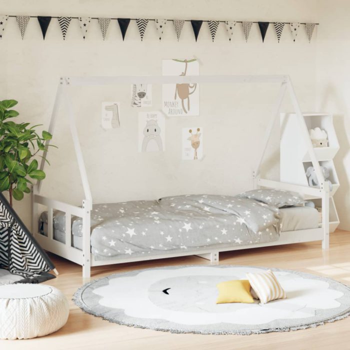 vidaXL Barnesengeramme hvit 90×190 cm heltre furu