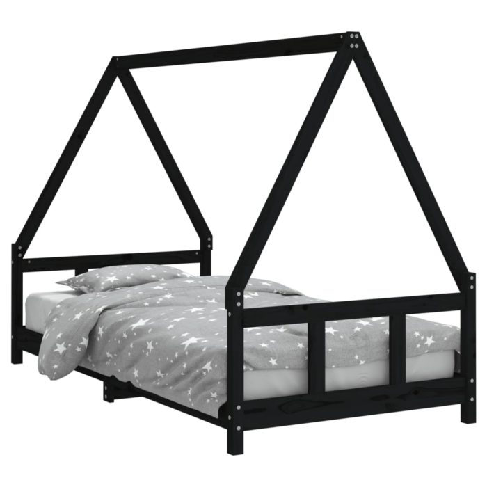 vidaXL Barnesengeramme svart 90×190 cm heltre furu