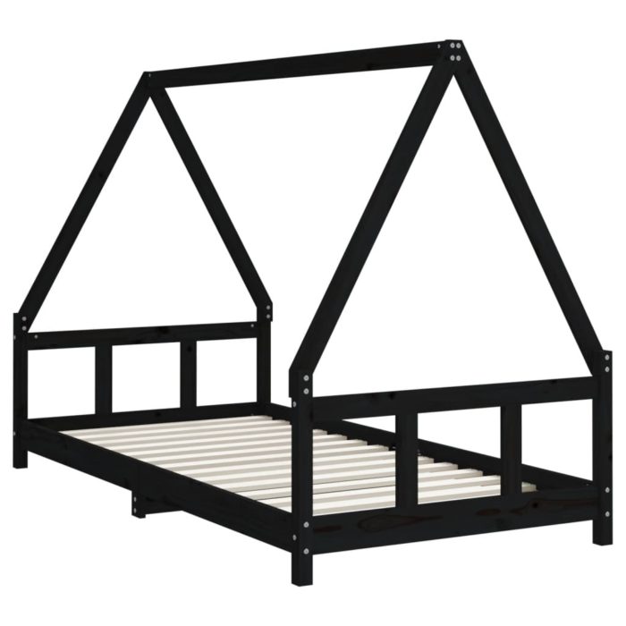 vidaXL Barnesengeramme svart 90×190 cm heltre furu
