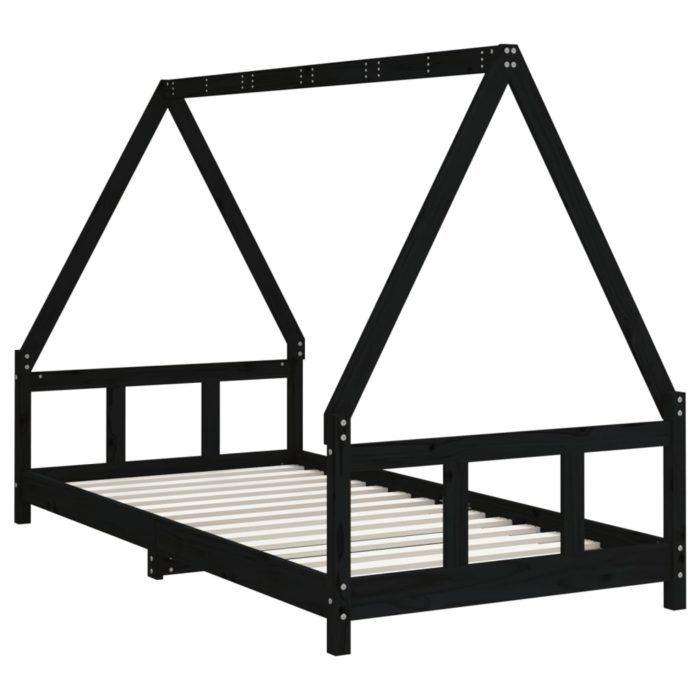 vidaXL Barnesengeramme svart 90×190 cm heltre furu