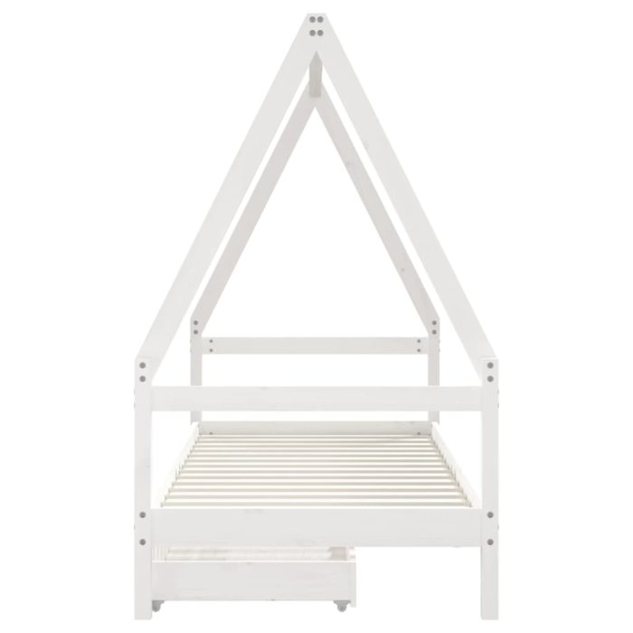 vidaXL Barnesengeramme med skuffer hvit 80×200 cm heltre furu