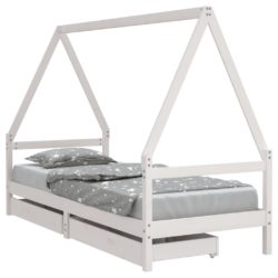 vidaXL Barnesengeramme med skuffer hvit 90×200 cm heltre furu