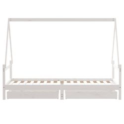 vidaXL Barnesengeramme med skuffer hvit 90×200 cm heltre furu