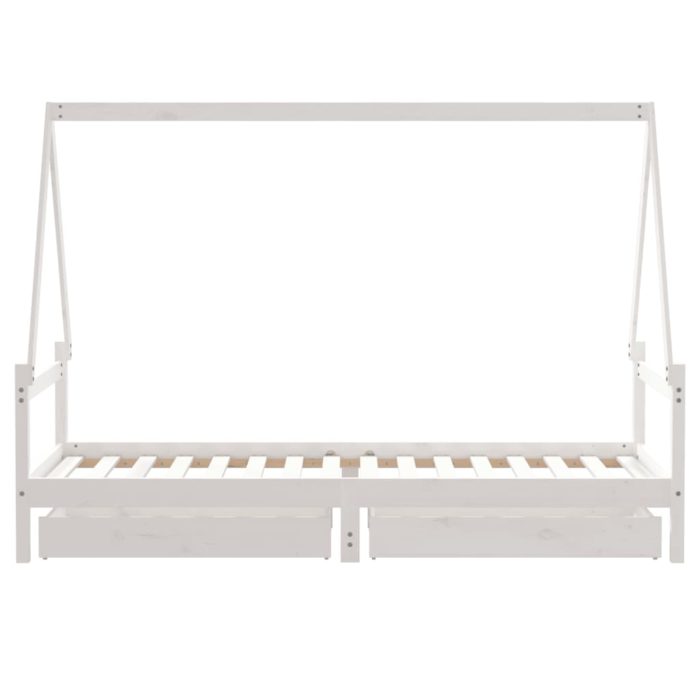 vidaXL Barnesengeramme med skuffer hvit 90×200 cm heltre furu
