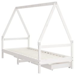 vidaXL Barnesengeramme med skuffer hvit 90×200 cm heltre furu