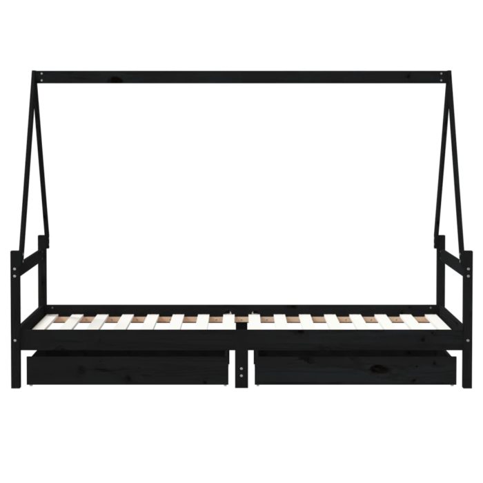 vidaXL Barnesengeramme med skuffer svart 90×200 cm heltre furu