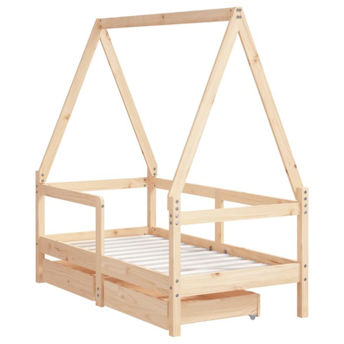 vidaXL Barnesengeramme med skuffer 70×140 cm heltre furu