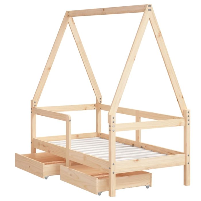 vidaXL Barnesengeramme med skuffer 70×140 cm heltre furu