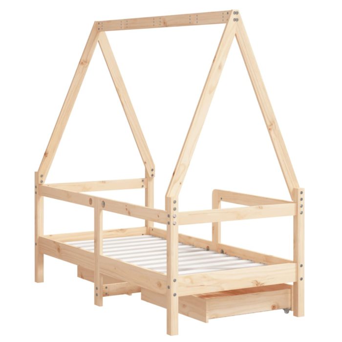 vidaXL Barnesengeramme med skuffer 70×140 cm heltre furu