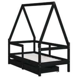 vidaXL Barnesengeramme med skuffer svart 70×140 cm heltre furu