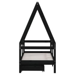 vidaXL Barnesengeramme med skuffer svart 70×140 cm heltre furu