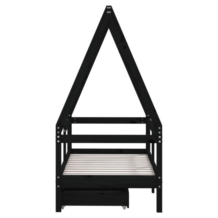 vidaXL Barnesengeramme med skuffer svart 70×140 cm heltre furu
