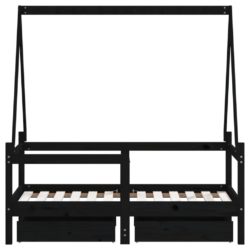 vidaXL Barnesengeramme med skuffer svart 70×140 cm heltre furu