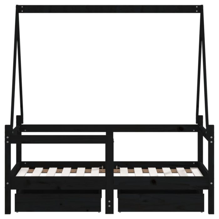 vidaXL Barnesengeramme med skuffer svart 70×140 cm heltre furu