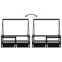 vidaXL Barnesengeramme med skuffer svart 70×140 cm heltre furu