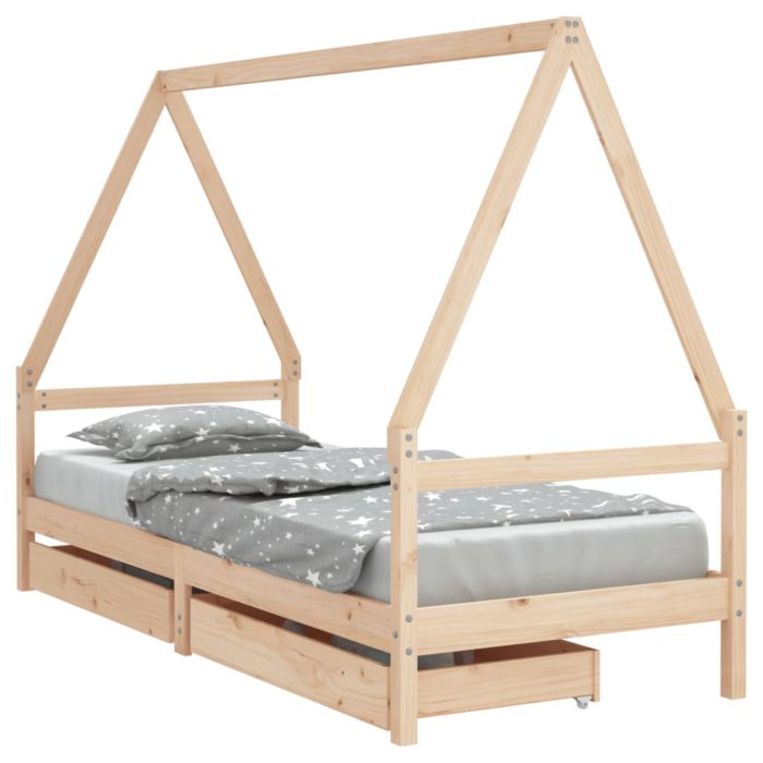 vidaXL Barnesengeramme med skuffer 90×190 cm heltre furu