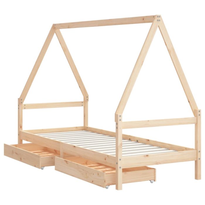 vidaXL Barnesengeramme med skuffer 90×190 cm heltre furu