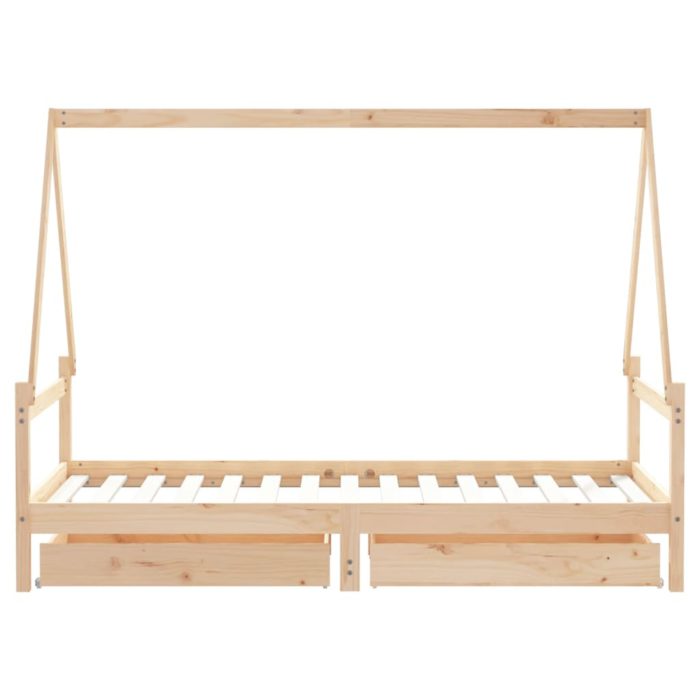 vidaXL Barnesengeramme med skuffer 90×190 cm heltre furu