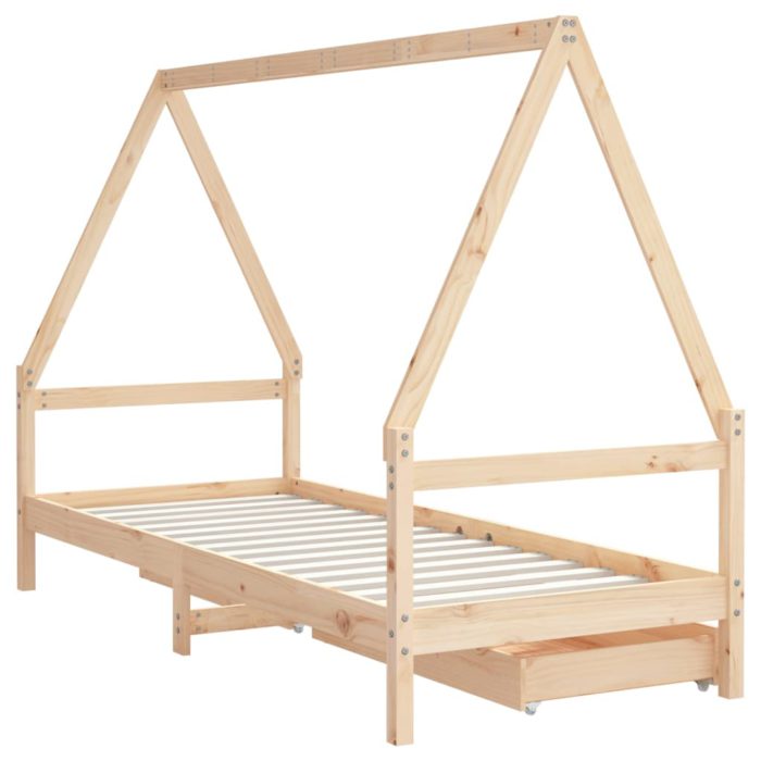 vidaXL Barnesengeramme med skuffer 90×190 cm heltre furu