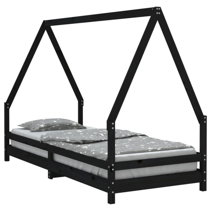 vidaXL Barnesengeramme svart 80×200 cm heltre furu