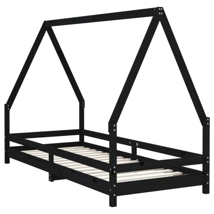 vidaXL Barnesengeramme svart 80×200 cm heltre furu