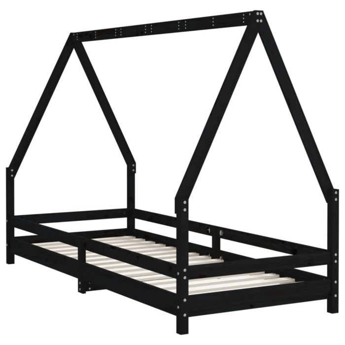 vidaXL Barnesengeramme svart 80×200 cm heltre furu