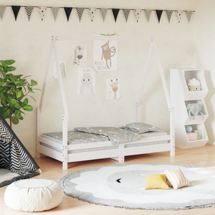 vidaXL Barnesengeramme hvit 70×140 cm heltre furu